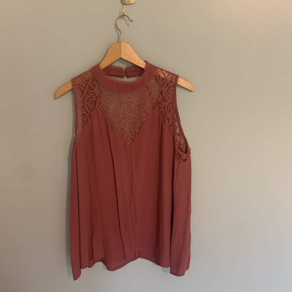 Lace Top with Keyhole Back.